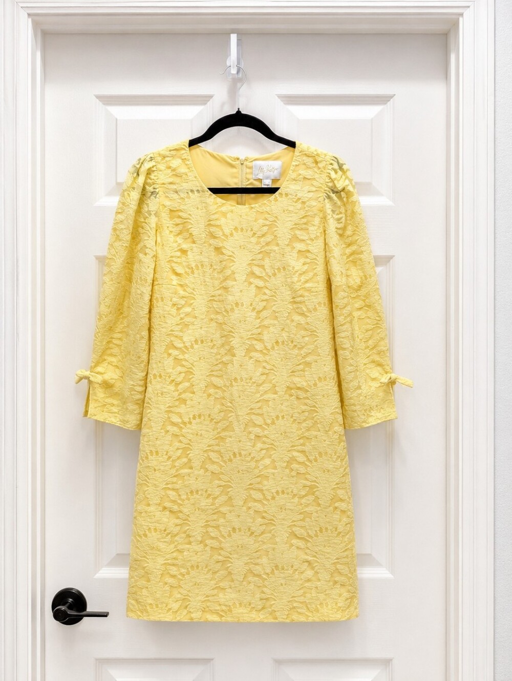 Lilly Pulitzer Yellow Textured Jacquard Shift Dress Size 10